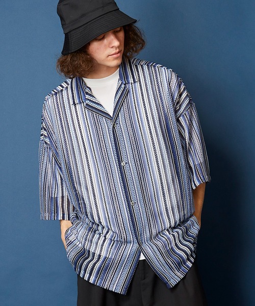 MEMENTISM（メメントイズム）の「ビッグシルエット バルファレースシャツ　シアーシャツ（シャツ/ブラウス・メンズ・ブラック系/グリーン系/ライトグリーン系/ブルー系・FREE）」の16枚目の写真