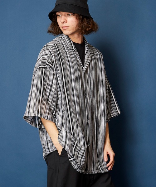 MEMENTISM（メメントイズム）の「ビッグシルエット バルファレースシャツ　シアーシャツ（シャツ/ブラウス・メンズ・ブラック系/グリーン系/ライトグリーン系/ブルー系・FREE）」の17枚目の写真