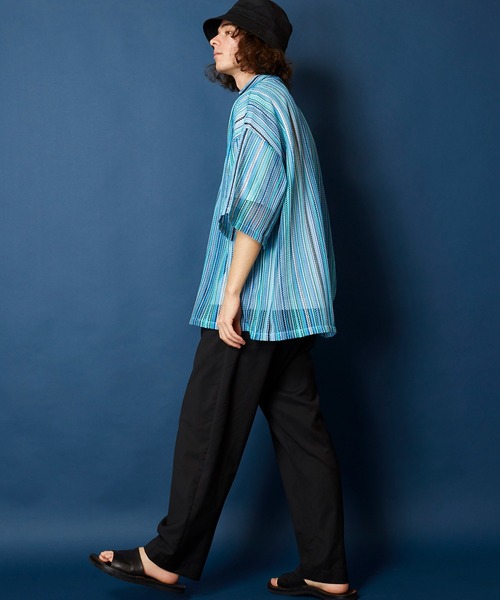 MEMENTISM（メメントイズム）の「ビッグシルエット バルファレースシャツ　シアーシャツ（シャツ/ブラウス・メンズ・ブラック系/グリーン系/ライトグリーン系/ブルー系・FREE）」の18枚目の写真