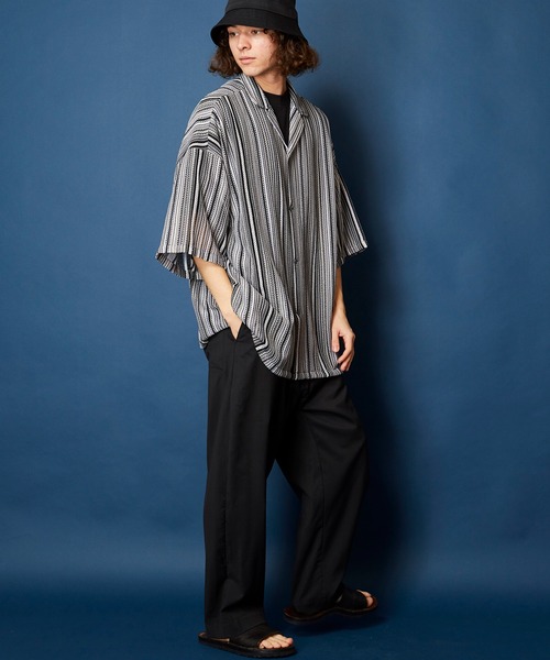 MEMENTISM（メメントイズム）の「ビッグシルエット バルファレースシャツ　シアーシャツ（シャツ/ブラウス・メンズ・ブラック系/グリーン系/ライトグリーン系/ブルー系・FREE）」の15枚目の写真