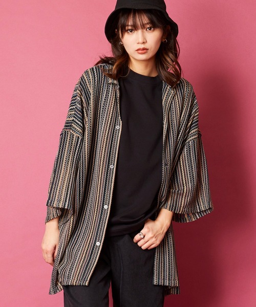 MEMENTISM（メメントイズム）の「ビッグシルエット バルファレースシャツ　シアーシャツ（シャツ/ブラウス・メンズ・ブラック系/グリーン系/ライトグリーン系/ブルー系・FREE）」の9枚目の写真