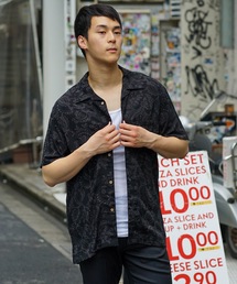 【UNIIT/ユニット】レーヨン100% 接触冷感 総柄シャツ アロハシャツ ストリート モード カジュアル 夏服 オープンカラーシャツ 開襟シャツ