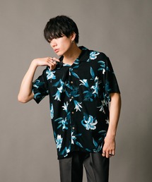 【UNIIT/ユニット】レーヨン100% 接触冷感 総柄シャツ アロハシャツ ストリート モード カジュアル 夏服 オープンカラーシャツ 開襟シャツ
