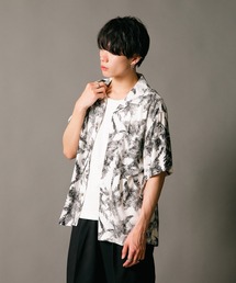 【UNIIT/ユニット】レーヨン100% 接触冷感 総柄シャツ アロハシャツ ストリート モード カジュアル 夏服 オープンカラーシャツ 開襟シャツ