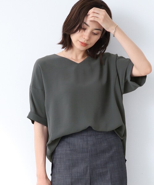 INDIVI / インディヴィ 【洗える】ハーフスリーブブラウス 洗える】ハーフジップデザインブラウス（シャツ・ブラウス