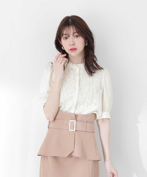 PROPORTION BODY DRESSING（プロポーションボディドレッシング）の「レースフリルスタンドブラウス / 1213110410（シャツ/ブラウス・レディース・ベージュ/ホワイト系その他/ブルー・SMALL/MEDIUM）」の5枚目の写真
