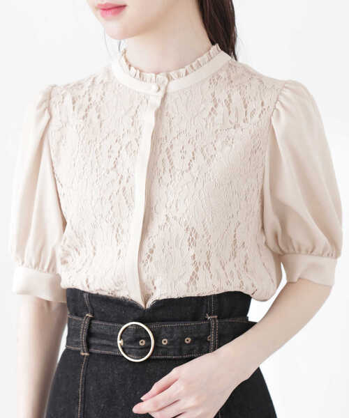 PROPORTION BODY DRESSING（プロポーションボディドレッシング）の「レースフリルスタンドブラウス / 1213110410（シャツ/ブラウス・レディース・ベージュ/ホワイト系その他/ブルー・SMALL/MEDIUM）」の12枚目の写真