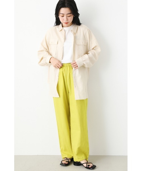 RODEO CROWNS WIDE BOWL（ロデオクラウンズワイドボウル）の「フラップポケットリネンシャツ（シャツ/ブラウス・レディース・ネイビー/アイボリー/ピンク/ライム・FREE）」の6枚目の写真