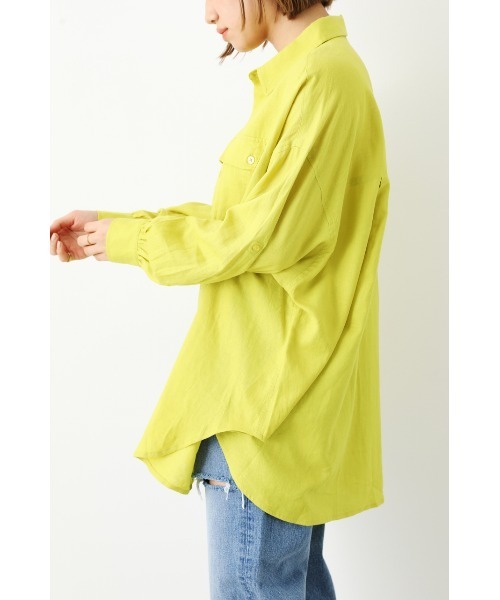 RODEO CROWNS WIDE BOWL（ロデオクラウンズワイドボウル）の「フラップポケットリネンシャツ（シャツ/ブラウス・レディース・ネイビー/アイボリー/ピンク/ライム・FREE）」の11枚目の写真