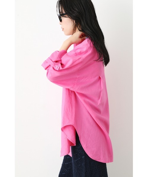 RODEO CROWNS WIDE BOWL（ロデオクラウンズワイドボウル）の「フラップポケットリネンシャツ（シャツ/ブラウス・レディース・ネイビー/アイボリー/ピンク/ライム・FREE）」の16枚目の写真