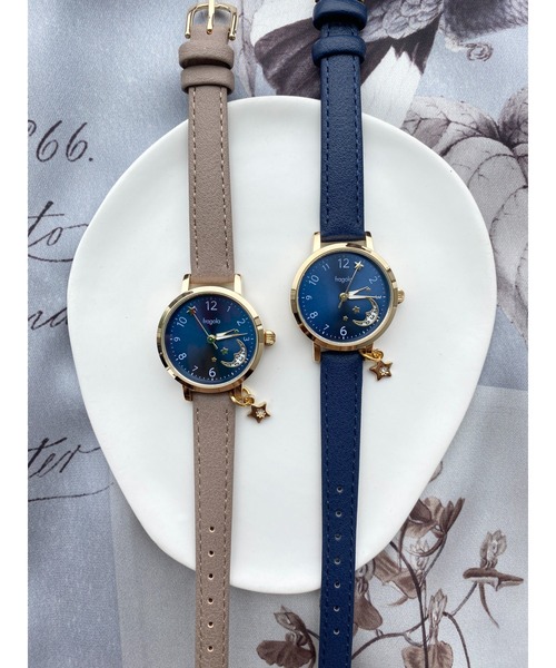 Three Four Time(スリーフォータイム)の「ムーンデイトウォッチ(3気圧防水/4年バッテリー) / 時計(アナログ腕時計・レディース・ネイビー/ブラウン・FREE)」の4枚目の写真