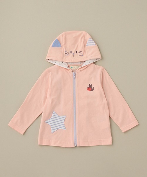 baby cheer（ベイビーチアー）の「ねこパーカー（パーカー・キッズ・ピンク/キナリ・80ｃｍ/90cm/110cm/100cm/120cm）」の2枚目の写真