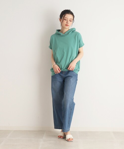 DRESKIP（ドレスキップ）の「◆【接触冷感】手軽に抜け感コーデ！抜け衿トップス（Tシャツ/カットソー・レディース・ナチュラル/ブラック/サンドベージュ/ライトグリーン/オフホワイト・02/03/04）」の12枚目の写真