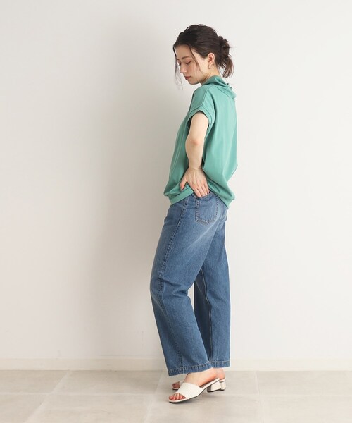 DRESKIP（ドレスキップ）の「◆【接触冷感】手軽に抜け感コーデ！抜け衿トップス（Tシャツ/カットソー・レディース・ナチュラル/ブラック/サンドベージュ/ライトグリーン/オフホワイト・02/03/04）」の13枚目の写真