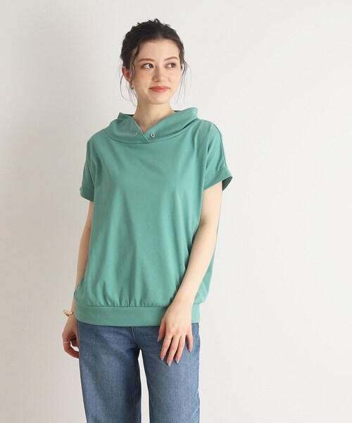 DRESKIP（ドレスキップ）の「◆【接触冷感】手軽に抜け感コーデ！抜け衿トップス（Tシャツ/カットソー・レディース・ナチュラル/ブラック/サンドベージュ/ライトグリーン/オフホワイト・02/03/04）」の15枚目の写真