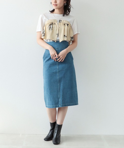 Cepica（セピカ）の「ハイウエストデニムスカート（デニムスカート・レディース・ワンウォッシュ・FREE）」の3枚目の写真