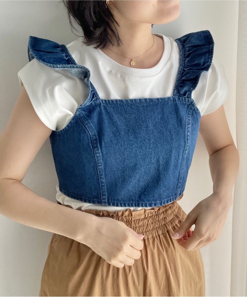 LOWRYS FARM（ローリーズファーム）の「マルチストライプビスチェ　704157（ベスト・レディース・ブラウン/アイボリー/ブルー・FREE）」の3枚目の写真