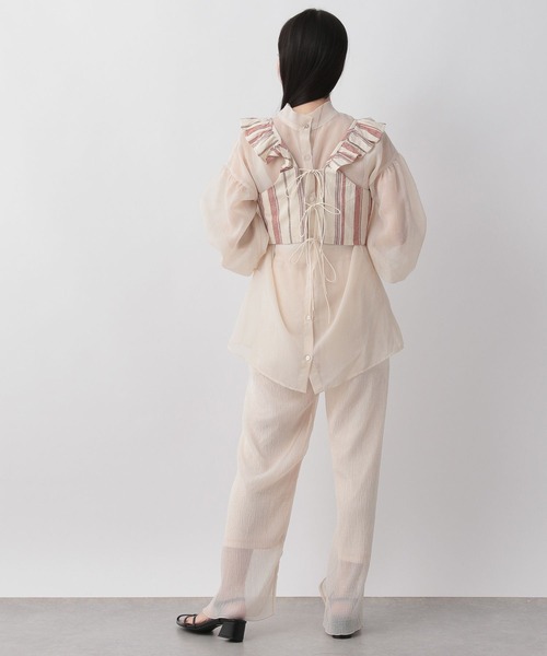 LOWRYS FARM（ローリーズファーム）の「マルチストライプビスチェ　704157（ベスト・レディース・ブラウン/アイボリー/ブルー・FREE）」の6枚目の写真