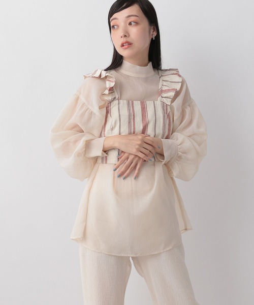 LOWRYS FARM（ローリーズファーム）の「マルチストライプビスチェ　704157（ベスト・レディース・ブラウン/アイボリー/ブルー・FREE）」の10枚目の写真