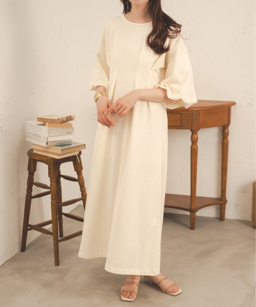 Ambre Neige(アンブルネージュ)の「紐付きタックワンピース/【WEB/EC限定商品】(ワンピース・レディース・ベージュ/アイボリー・FREE)」の10枚目の写真