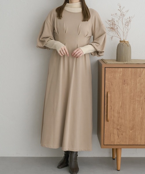Ambre Neige(アンブルネージュ)の「紐付きタックワンピース/【WEB/EC限定商品】(ワンピース・レディース・ベージュ/アイボリー・FREE)」の14枚目の写真