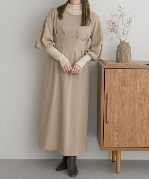 Ambre Neige(アンブルネージュ)の「紐付きタックワンピース/【WEB/EC限定商品】(ワンピース・レディース・ベージュ/アイボリー・FREE)」の15枚目の写真