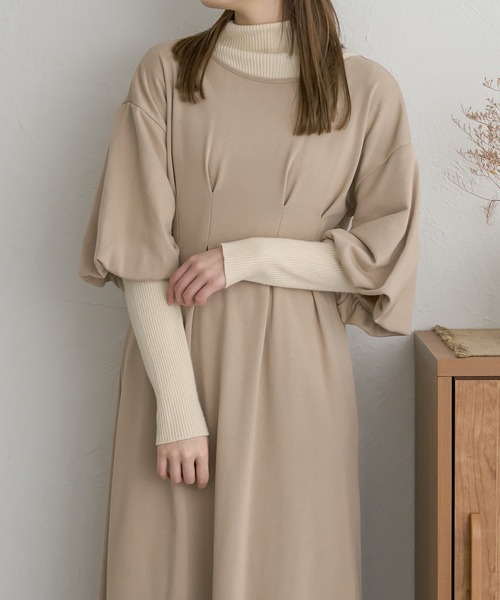 Ambre Neige(アンブルネージュ)の「紐付きタックワンピース/【WEB/EC限定商品】(ワンピース・レディース・ベージュ/アイボリー・FREE)」の18枚目の写真