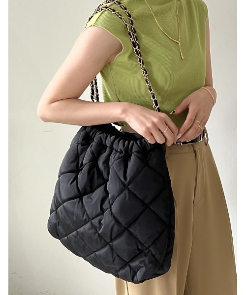 Re:EDIT（リエディ）の「キルトステッチチェーントートバッグ（トートバッグ・レディース・ホワイト/ブラウン/ブラック・FREE）」の3枚目の写真