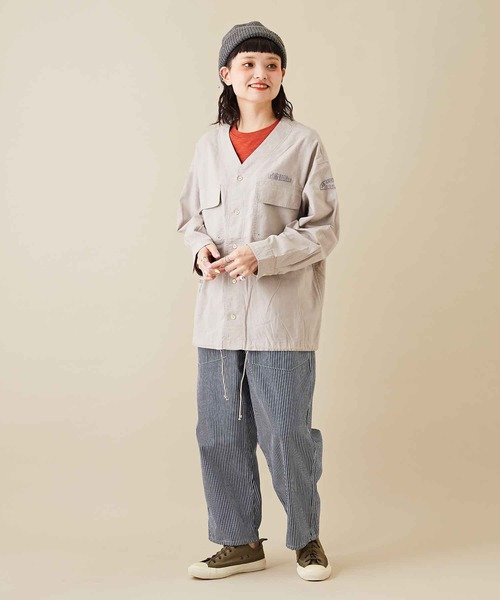 CUBE SUGAR（キューブシュガー）の「GENTIL(ジャンティ)ヒッコリールーズイージーパンツ（デニムパンツ・レディース・ネイビー/ブラック・M）」の11枚目の写真