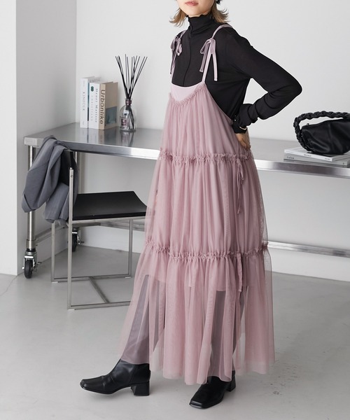 新品 BCBG MAXAZRIA ティアード チュール レース ワンピース forksy.】チュールボリュームティアードワンピース（ワンピース