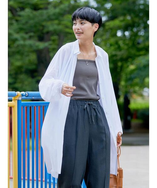 美品 スタンドカラーチュニックシャツ 春夏 ビッグ シルエット 完全版