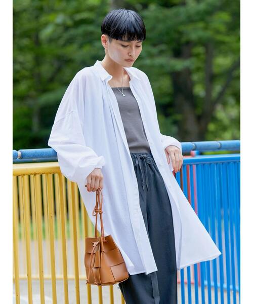 AMERICAN HOLIC（アメリカンホリック）の「シアービッグシルエットシャツチュニック（シャツ/ブラウス・レディース・チャコールグレー/オフホワイト・M/L）」の7枚目の写真