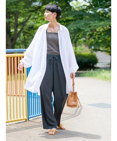 AMERICAN HOLIC（アメリカンホリック）の「シアービッグシルエットシャツチュニック（シャツ/ブラウス・レディース・チャコールグレー/オフホワイト・M/L）」の10枚目の写真