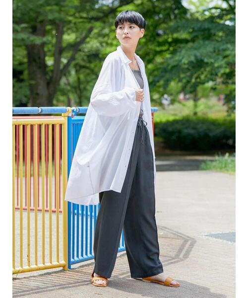 AMERICAN HOLIC（アメリカンホリック）の「シアービッグシルエットシャツチュニック（シャツ/ブラウス・レディース・チャコールグレー/オフホワイト・M/L）」の11枚目の写真