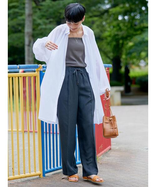 AMERICAN HOLIC（アメリカンホリック）の「シアービッグシルエットシャツチュニック（シャツ/ブラウス・レディース・チャコールグレー/オフホワイト・M/L）」の12枚目の写真