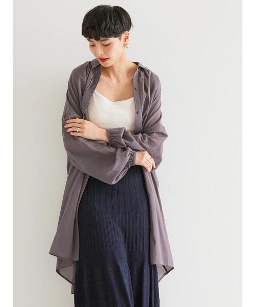 AMERICAN HOLIC（アメリカンホリック）の「シアービッグシルエットシャツチュニック（シャツ/ブラウス・レディース・チャコールグレー/オフホワイト・M/L）」の13枚目の写真