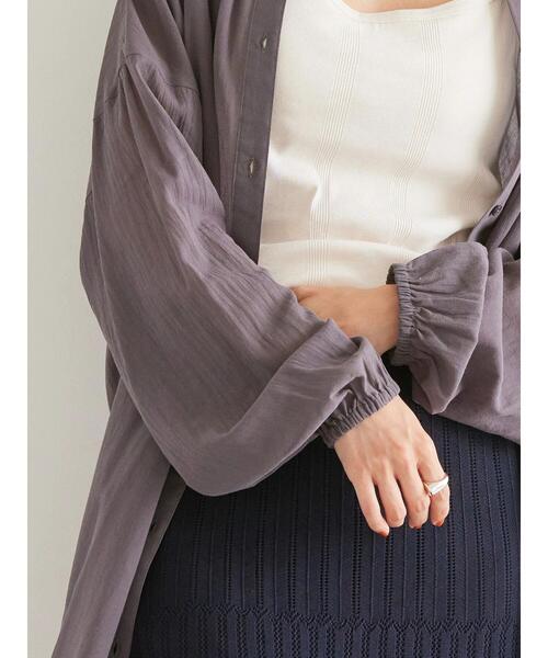 AMERICAN HOLIC（アメリカンホリック）の「シアービッグシルエットシャツチュニック（シャツ/ブラウス・レディース・チャコールグレー/オフホワイト・M/L）」の14枚目の写真