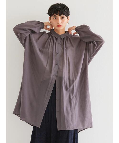 AMERICAN HOLIC（アメリカンホリック）の「シアービッグシルエットシャツチュニック（シャツ/ブラウス・レディース・チャコールグレー/オフホワイト・M/L）」の15枚目の写真