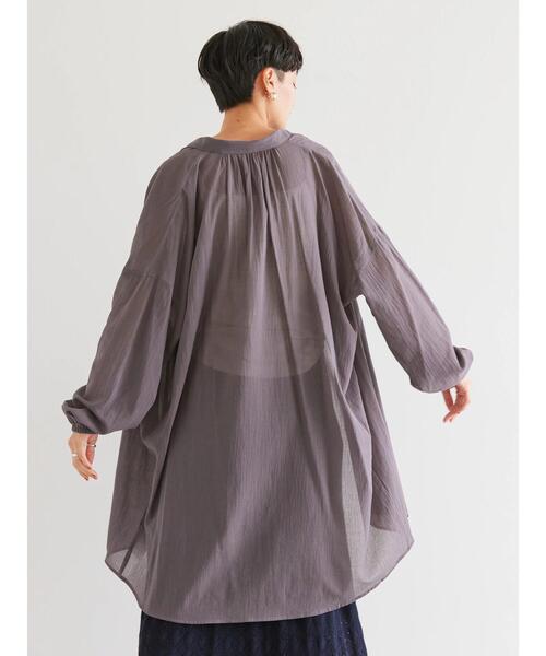 AMERICAN HOLIC（アメリカンホリック）の「シアービッグシルエットシャツチュニック（シャツ/ブラウス・レディース・チャコールグレー/オフホワイト・M/L）」の16枚目の写真