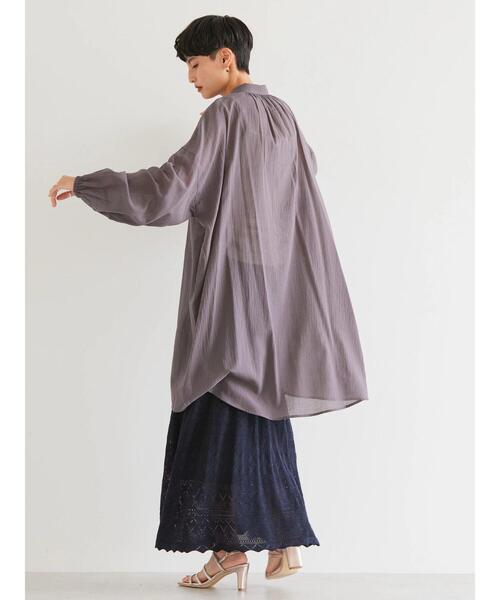 AMERICAN HOLIC（アメリカンホリック）の「シアービッグシルエットシャツチュニック（シャツ/ブラウス・レディース・チャコールグレー/オフホワイト・M/L）」の20枚目の写真