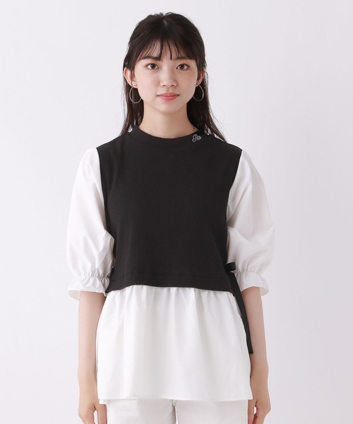 repipi armario（レピピ アルマリオ）の「プチハイドッキングブラウス（シャツ/ブラウス・キッズ・ブラック/ブルー/ベージュ・SMALL/MEDIUM/LARGE）」の4枚目の写真