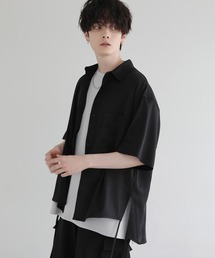 LILL | ビッグシルエットポリトロサイドコード5分袖シャツ(シャツ/ブラウス)