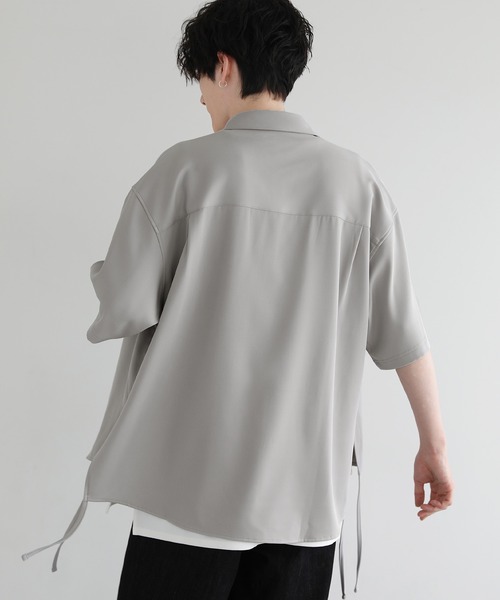 LILL(リル)の「ビッグシルエットポリトロサイドコード5分袖シャツ(シャツ/ブラウス・メンズ・ブラック/ブルー/ホワイト/ライトグレー・L/M/S/XS)」の8枚目の写真