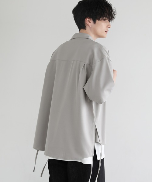 LILL(リル)の「ビッグシルエットポリトロサイドコード5分袖シャツ(シャツ/ブラウス・メンズ・ブラック/ブルー/ホワイト/ライトグレー・L/M/S/XS)」の9枚目の写真