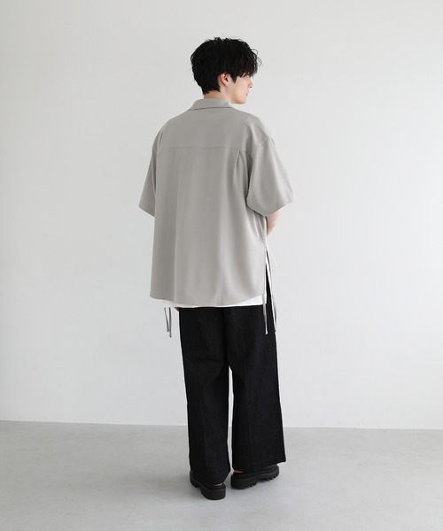 LILL(リル)の「ビッグシルエットポリトロサイドコード5分袖シャツ(シャツ/ブラウス・メンズ・ブラック/ブルー/ホワイト/ライトグレー・L/M/S/XS)」の14枚目の写真