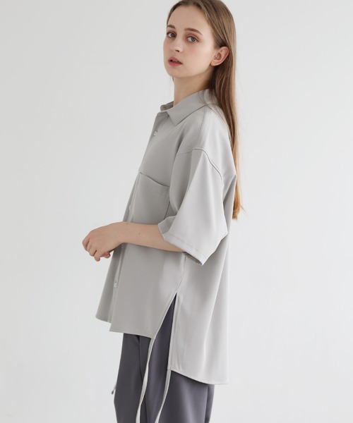 LILL(リル)の「ビッグシルエットポリトロサイドコード5分袖シャツ(シャツ/ブラウス・メンズ・ブラック/ブルー/ホワイト/ライトグレー・L/M/S/XS)」の18枚目の写真