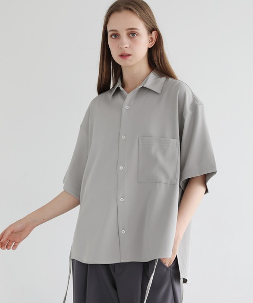 LILL(リル)の「ビッグシルエットポリトロサイドコード5分袖シャツ(シャツ/ブラウス・メンズ・ブラック/ブルー/ホワイト/ライトグレー・L/M/S/XS)」の19枚目の写真
