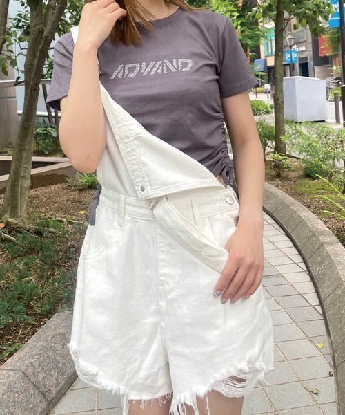 SPIGA（スピーガ）の「ﾗｲﾝｽﾄｰﾝﾛｺﾞTｼｬﾂ（Tシャツ/カットソー・レディース・ホワイト/ベージュ/ブラック/グレー/ピンク・FREE）」の7枚目の写真