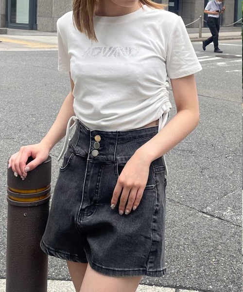 SPIGA（スピーガ）の「ﾗｲﾝｽﾄｰﾝﾛｺﾞTｼｬﾂ（Tシャツ/カットソー・レディース・ホワイト/ベージュ/ブラック/グレー/ピンク・FREE）」の22枚目の写真