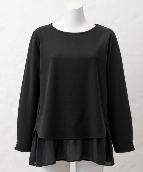 alotta(アロッタ)の「シフォンレイヤードブラウス(シャツ/ブラウス・レディース・ブラック/ホワイト・M/L/LL/3L)」の9枚目の写真